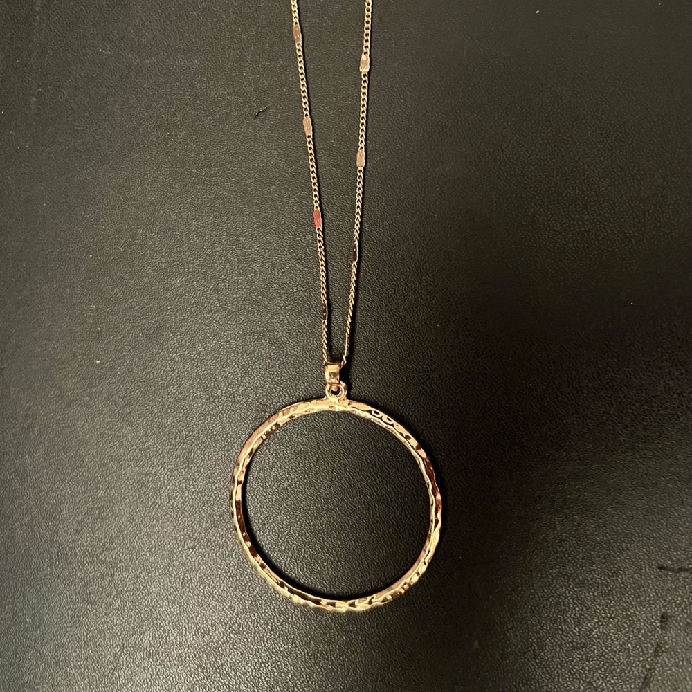 Beautiful long Necklace Thin Round Circle Medallion